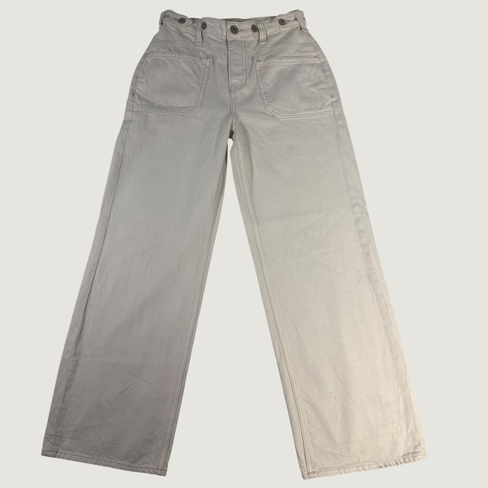 Free People Cuffed Jean Womens 26 White Boho Cotton